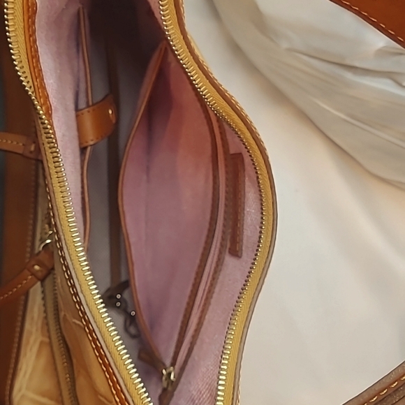 DOONEY & BOURKE Honey Gold Embossed Croc Leather Tote Briefcase Shoulder Bag - Picture 9 of 13